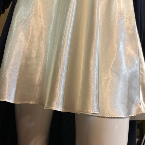 Satin Slip Dress/Nightie PTP 17” Navy blue trim - Vintage Silk & Satin - Picture 6 of 7